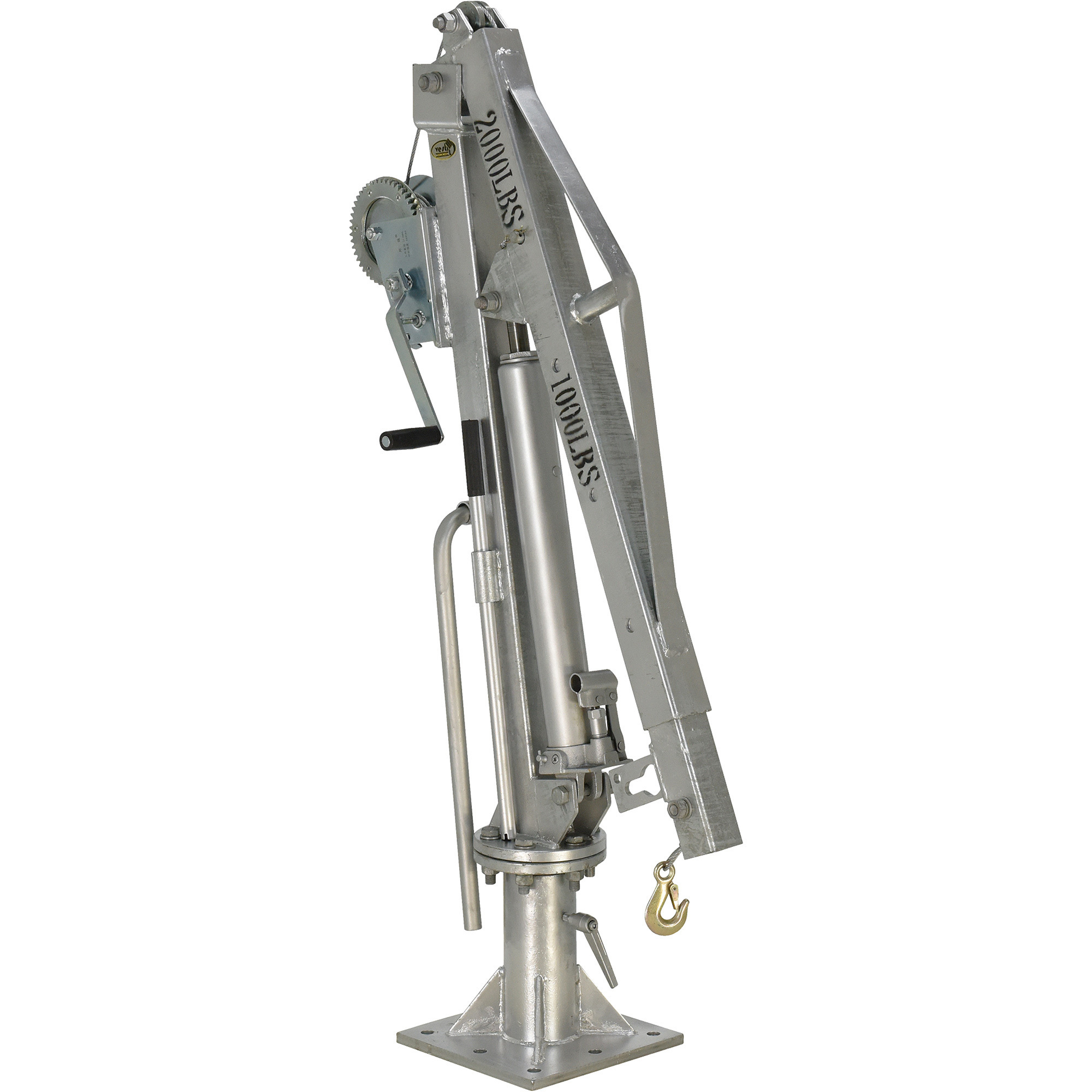 Vestil Galvanized Hydraulic Pickup Truck Jib Crane - Hand Winch, 1,000 lbs. Extended/2,000 lbs. Retracted, Model# WTJ-4-G